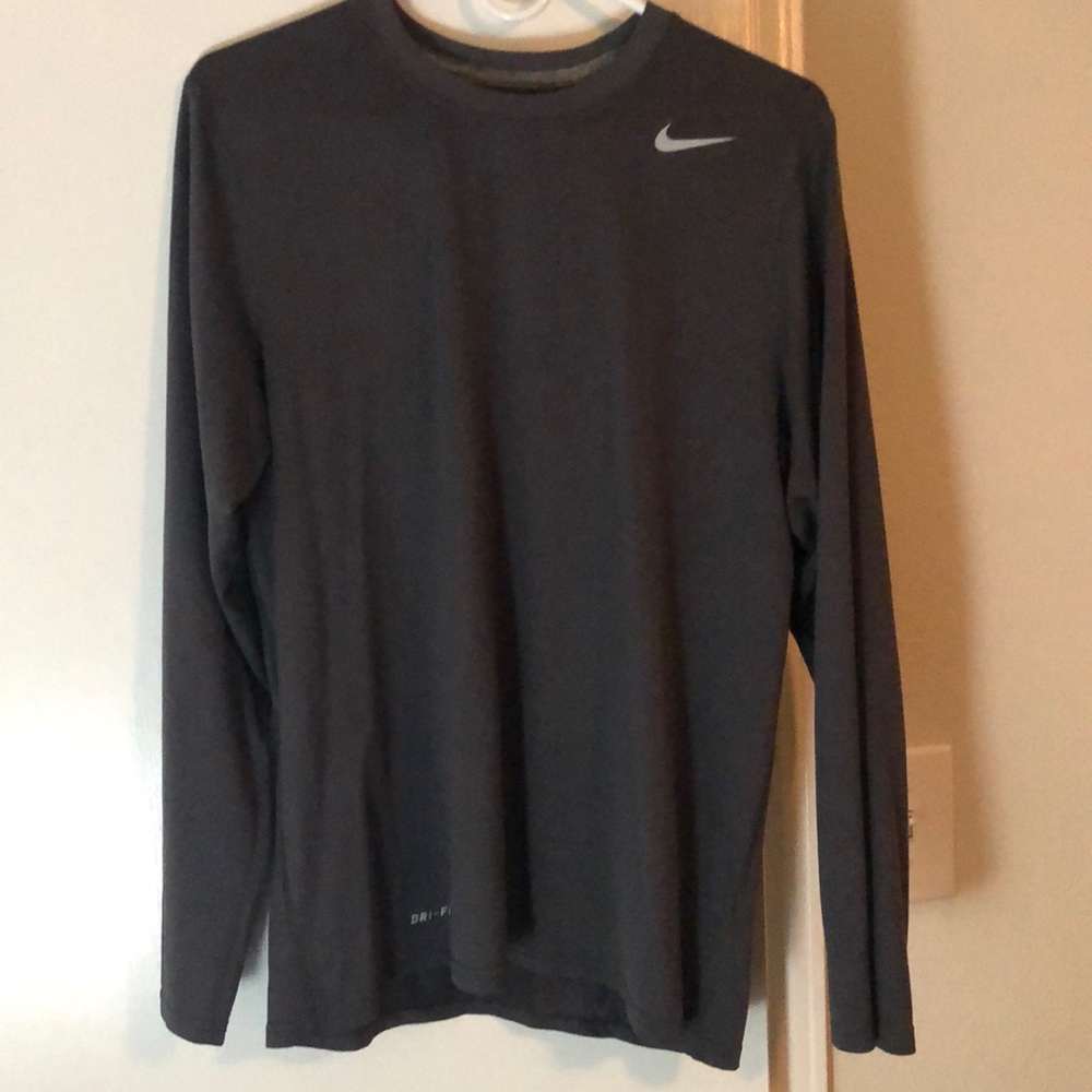 Nike Dri-Fit Long Sleeve Shirt, Dark Gray, Medium